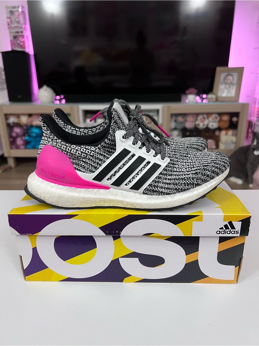 adidas Ultraboost Black/White/Hot Pink